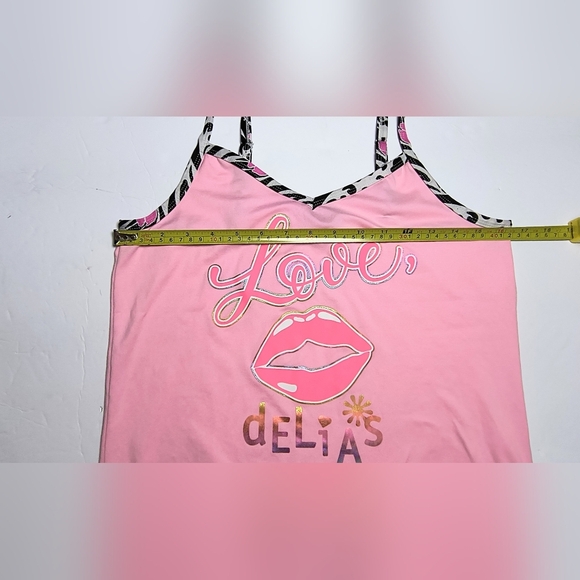 dELiA*s By Dolls Kill Soft Pink Love Y2K Animal Print Straps Graphic Tank Top M - Picture 5 of 7